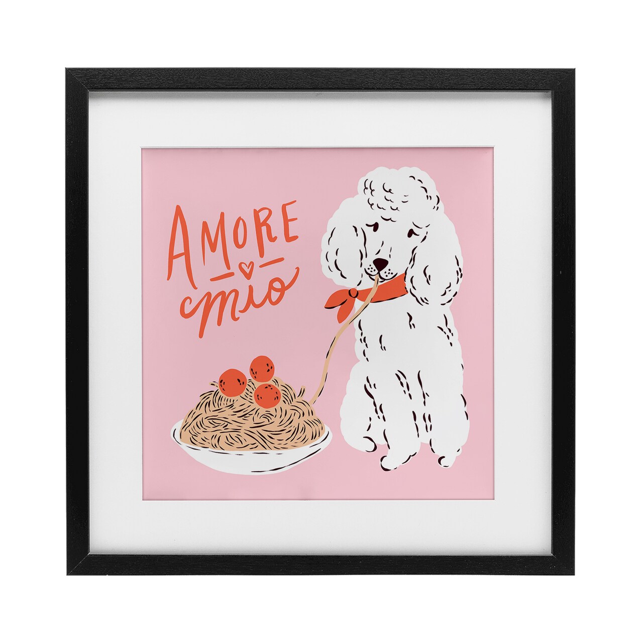 Stupell Industries Amore Mio Pasta Poodle Framed Print Under Glass, design by Krissy Mast